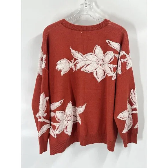 Nicole Miller Orange Floral Sweater Terracotta Chenille Sz 3X Fall Fashion - Picture 6 of 6